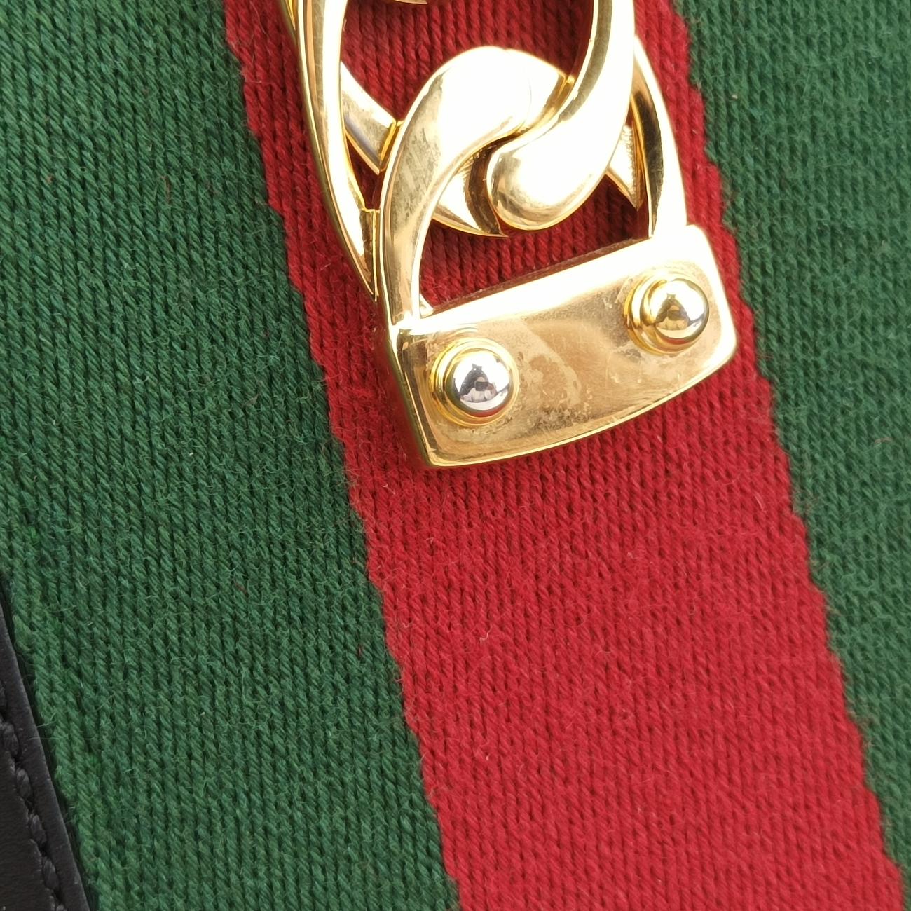 Pre-owned Gucci Sylvie Black×Red×Green Leather 431665 shoulderbag | stylenewstar