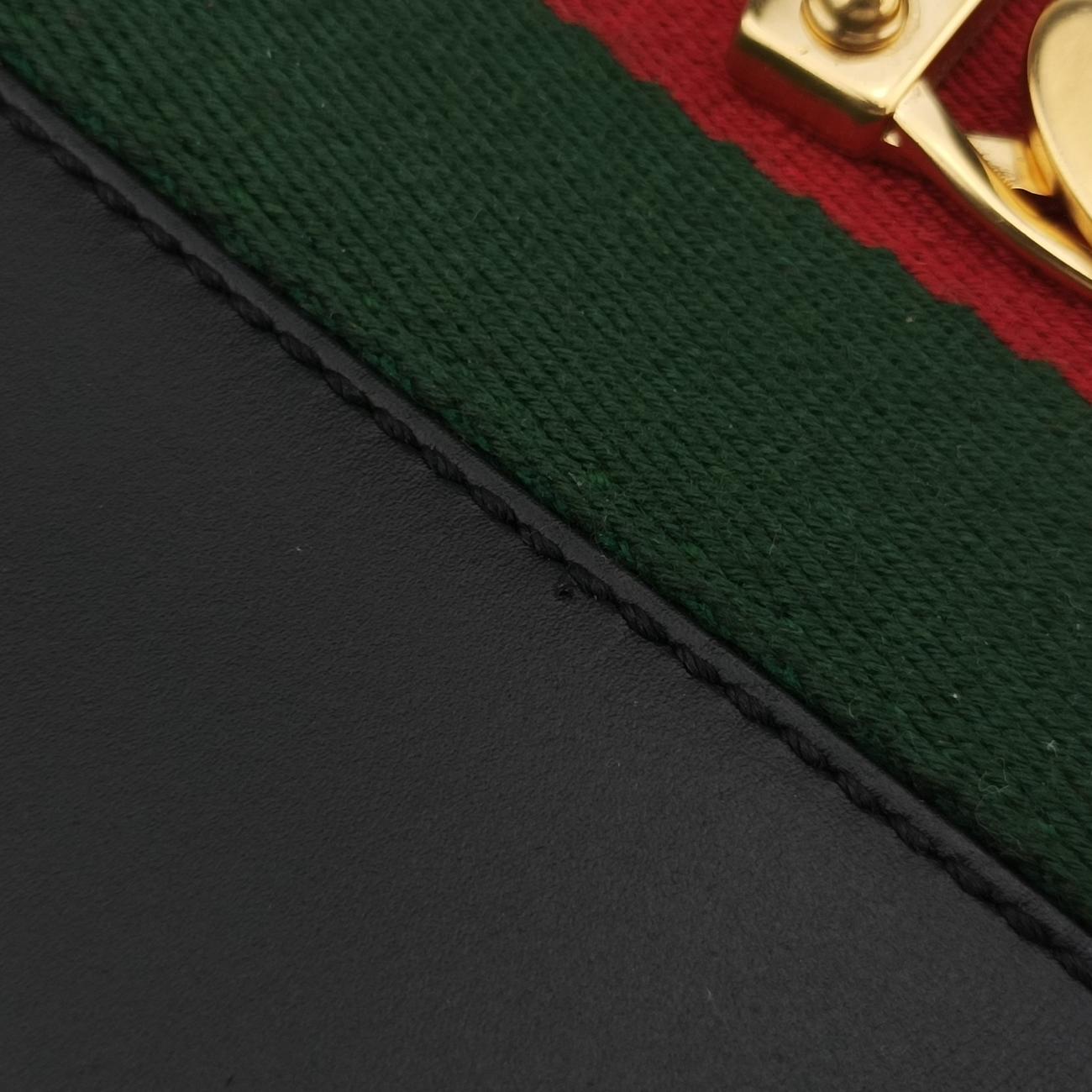 Pre-owned Gucci Sylvie Black×Red×Green Leather 431665 shoulderbag | stylenewstar