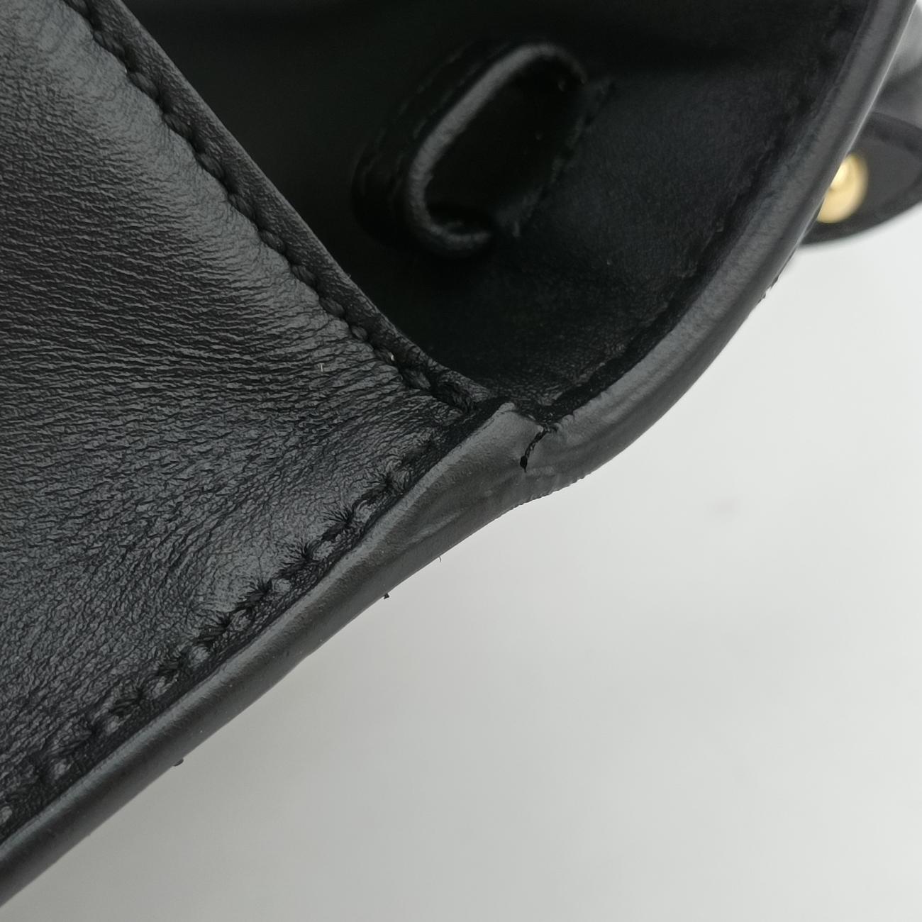 Pre-owned Gucci Sylvie Black×Red×Green Leather 431665 shoulderbag | stylenewstar