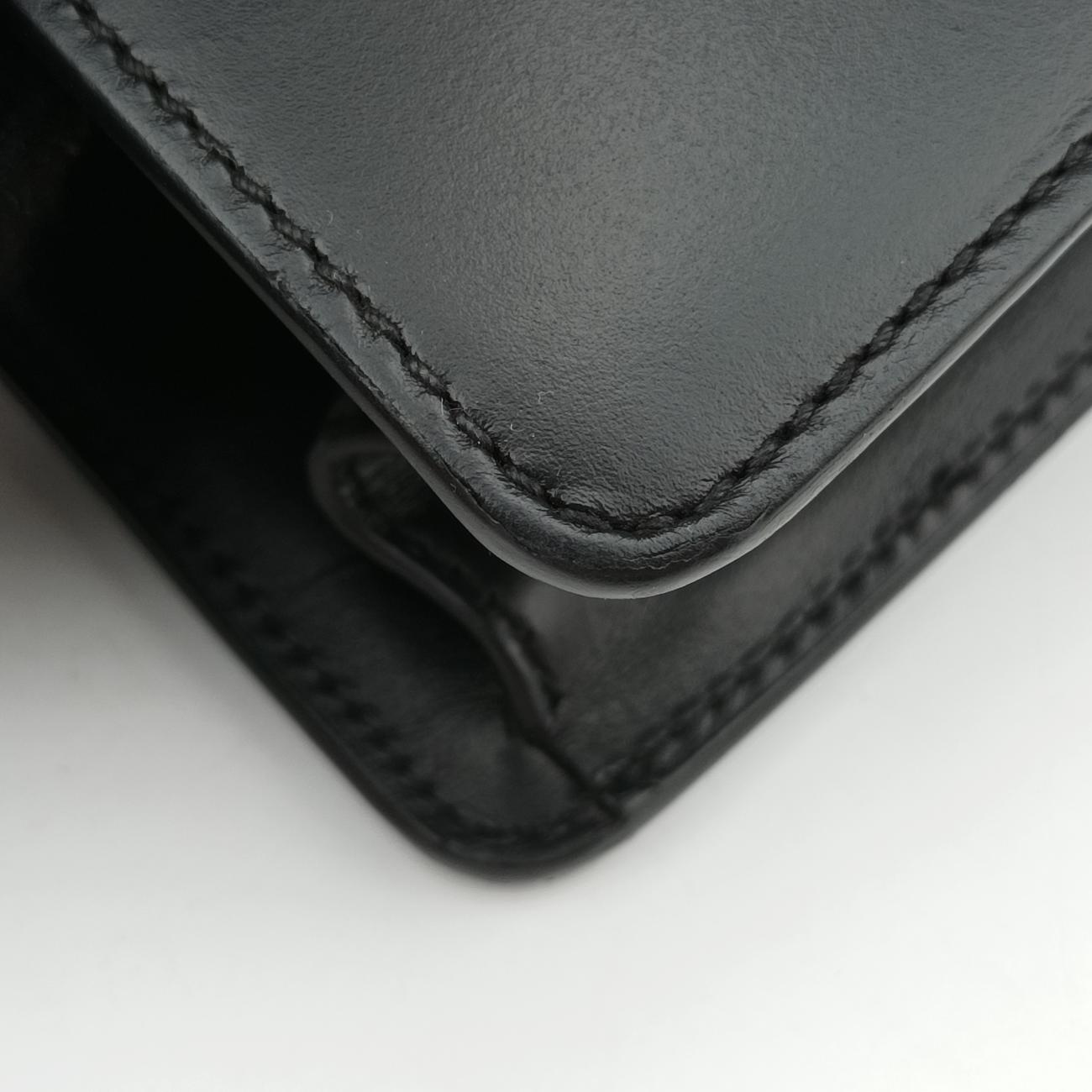 Pre-owned Gucci Sylvie Black×Red×Green Leather 431665 shoulderbag | stylenewstar