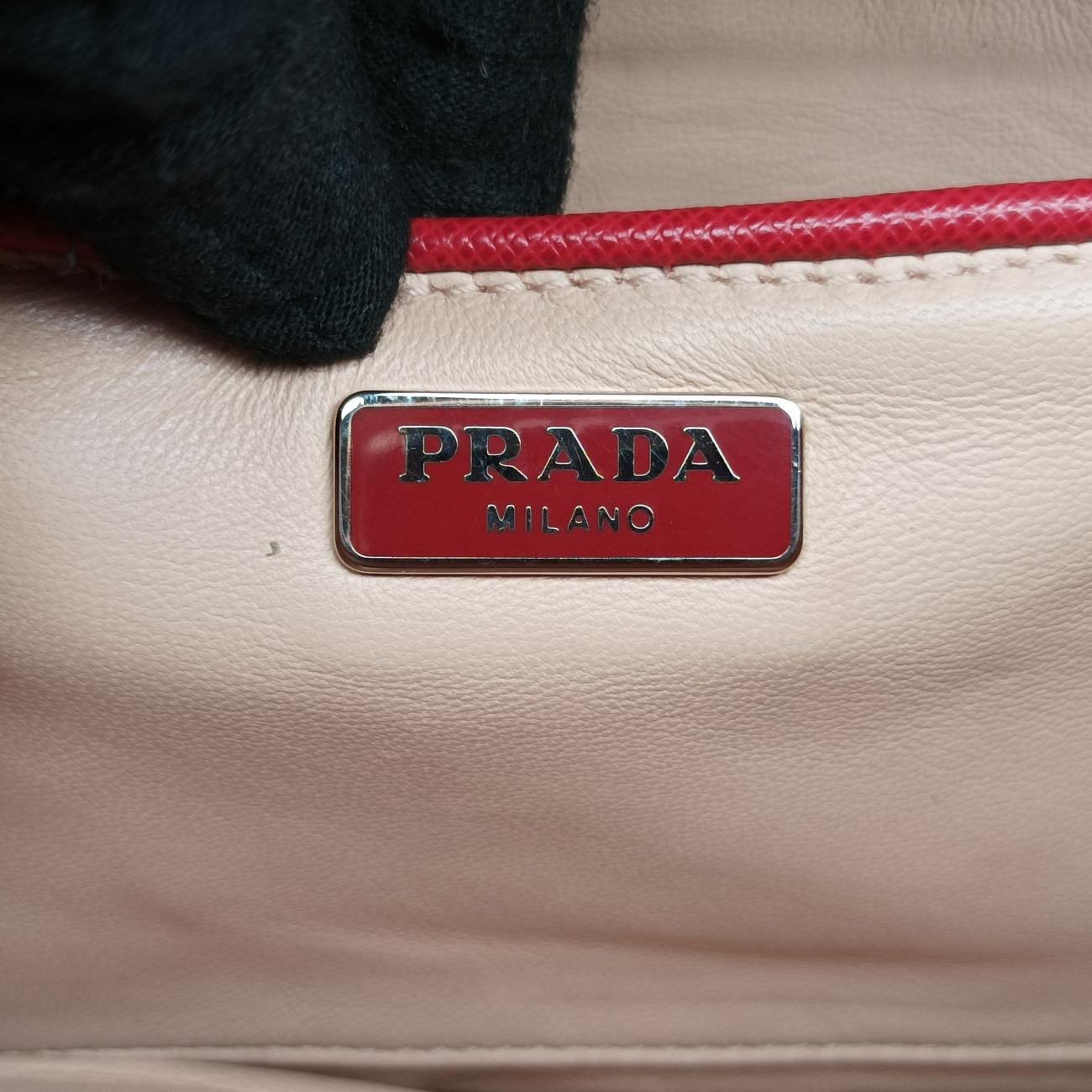 Pre-owned Prada Small Sound Flap Orange×Red SAFFIANO Leather BN2485 shoulderbag | stylenewstar