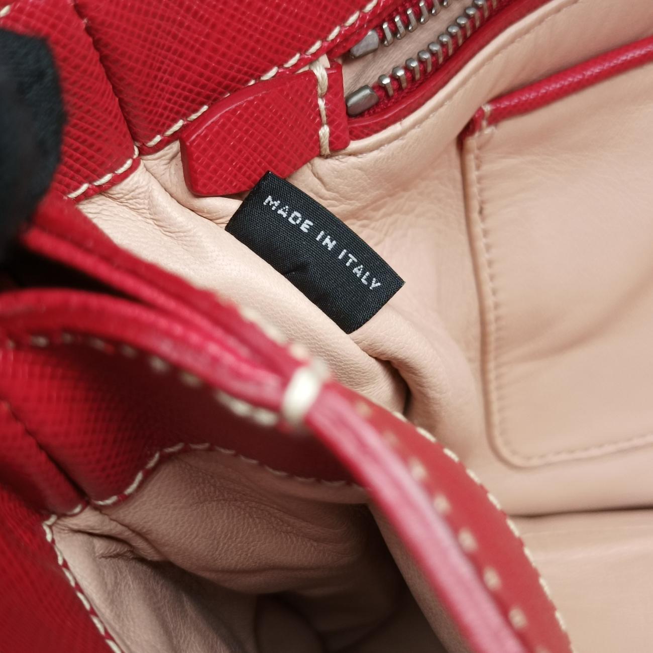 Pre-owned Prada Small Sound Flap Orange×Red SAFFIANO Leather BN2485 shoulderbag | stylenewstar