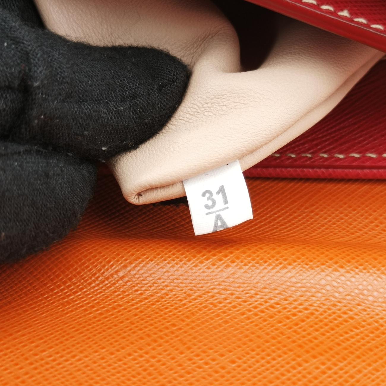 Pre-owned Prada Small Sound Flap Orange×Red SAFFIANO Leather BN2485 shoulderbag | stylenewstar