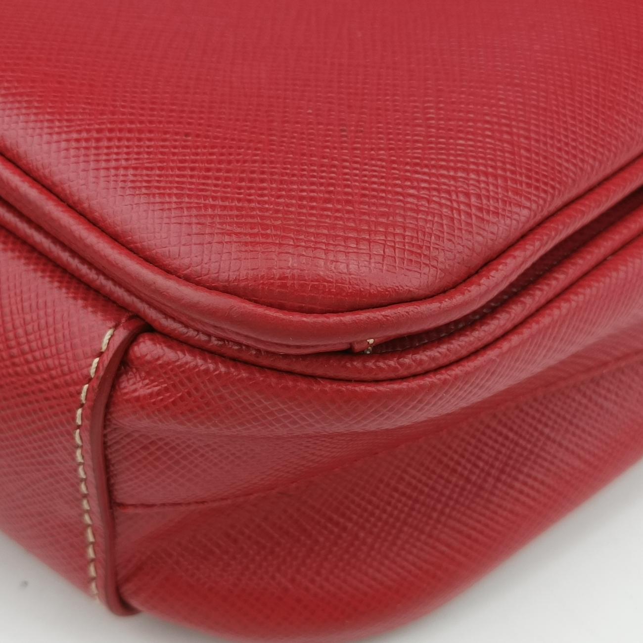 Pre-owned Prada Small Sound Flap Orange×Red SAFFIANO Leather BN2485 shoulderbag | stylenewstar