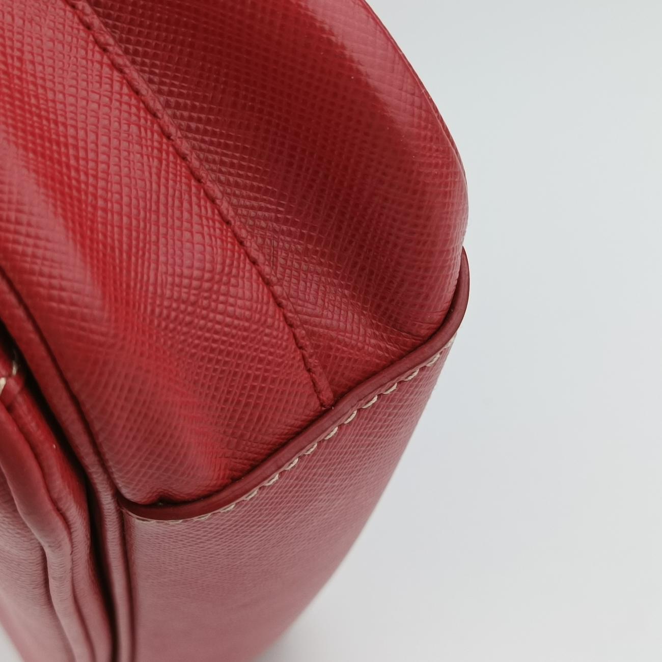 Pre-owned Prada Small Sound Flap Orange×Red SAFFIANO Leather BN2485 shoulderbag | stylenewstar