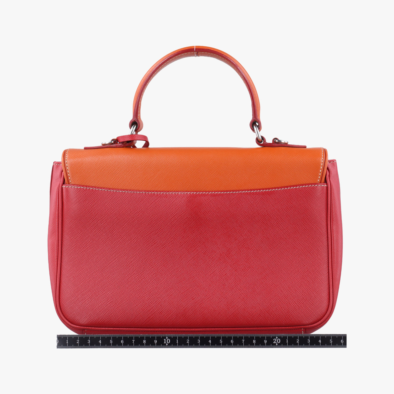 Pre-owned Prada Small Sound Flap Orange×Red SAFFIANO Leather BN2485 shoulderbag | stylenewstar