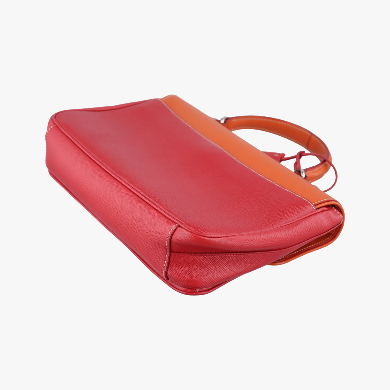 Pre-owned Prada Small Sound Flap Orange×Red SAFFIANO Leather BN2485 shoulderbag | stylenewstar