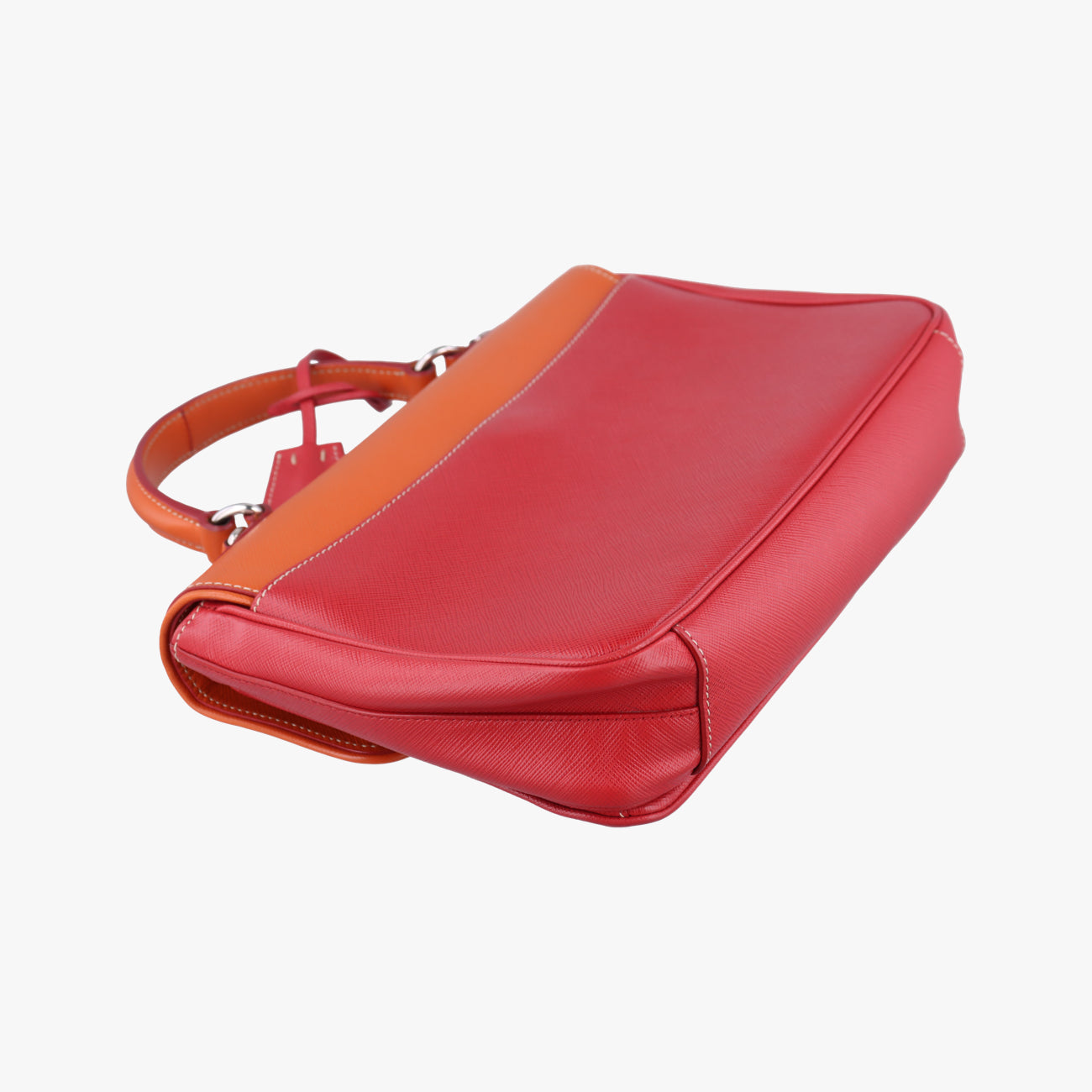 Pre-owned Prada Small Sound Flap Orange×Red SAFFIANO Leather BN2485 shoulderbag | stylenewstar