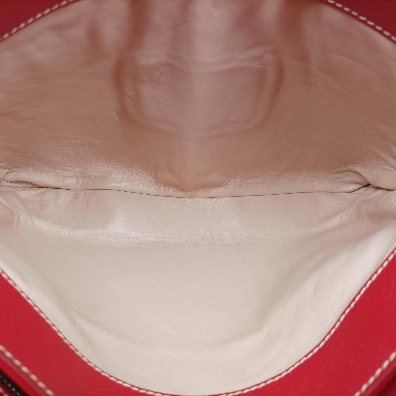 Pre-owned Prada Small Sound Flap Orange×Red SAFFIANO Leather BN2485 shoulderbag | stylenewstar