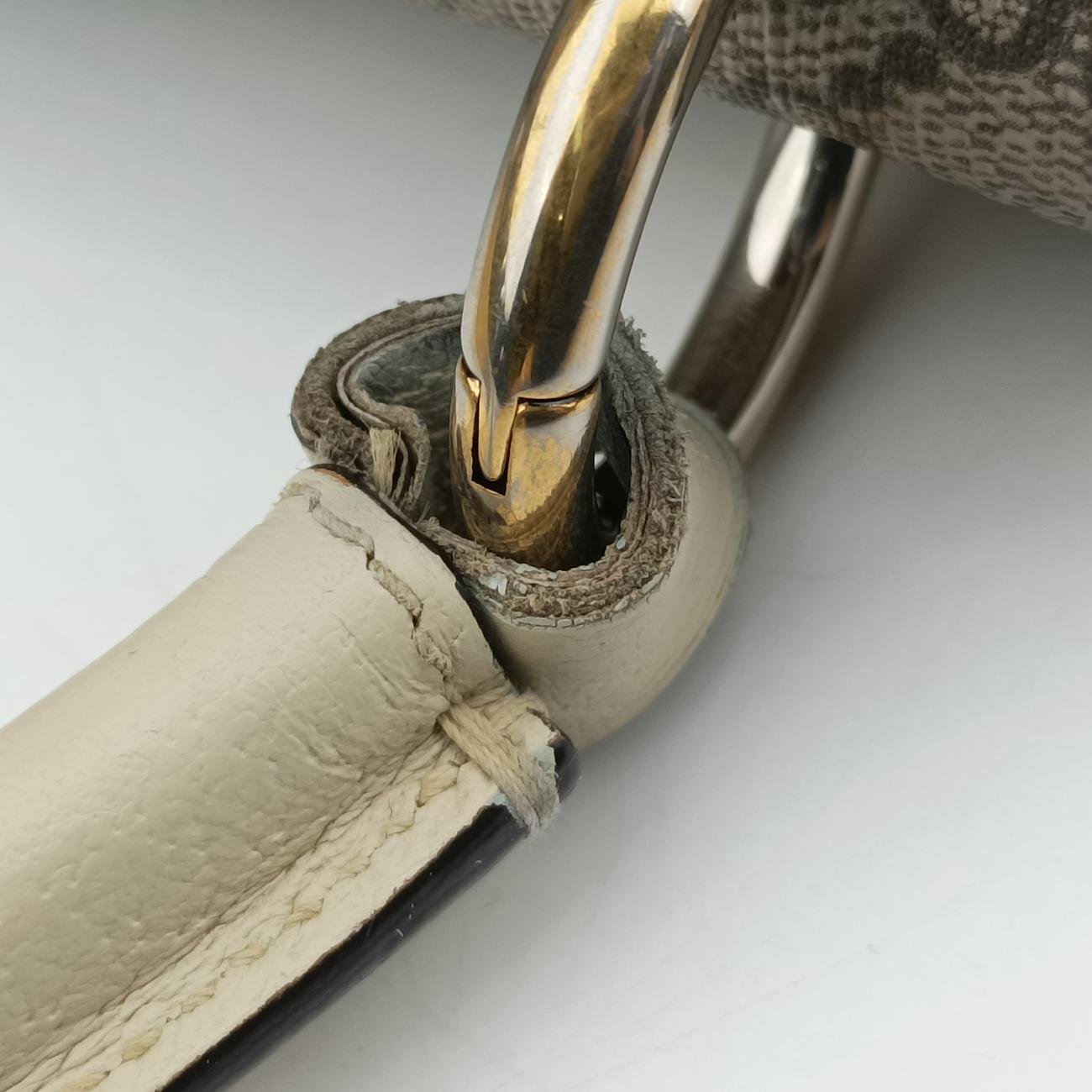 Vintage Gucci Queen Margaret White x Beige x Red x Green PVC coated canvas×Leather 476541 shoulderbag | stylenewstar