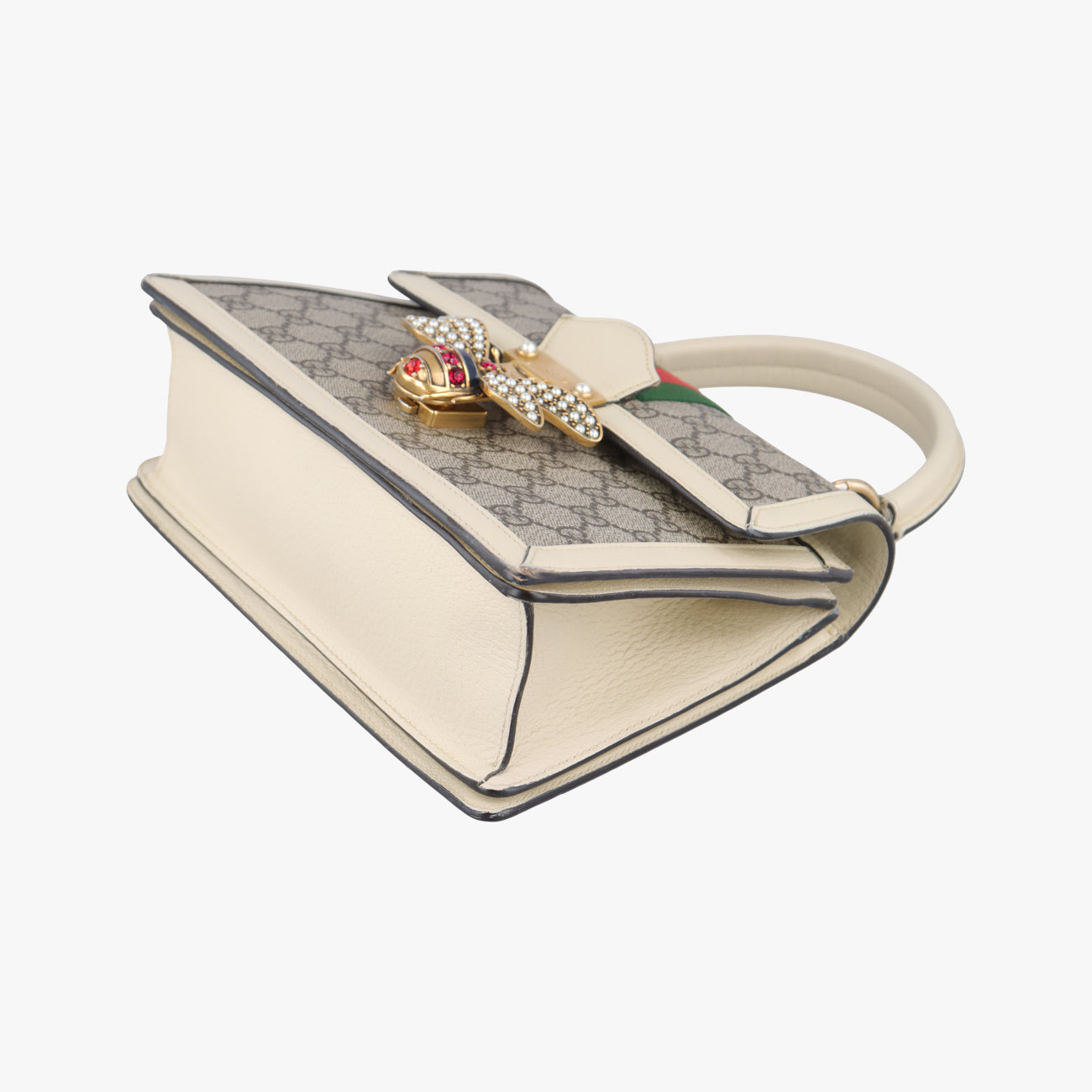 Vintage Gucci Queen Margaret White x Beige x Red x Green PVC coated canvas×Leather 476541 shoulderbag | stylenewstar