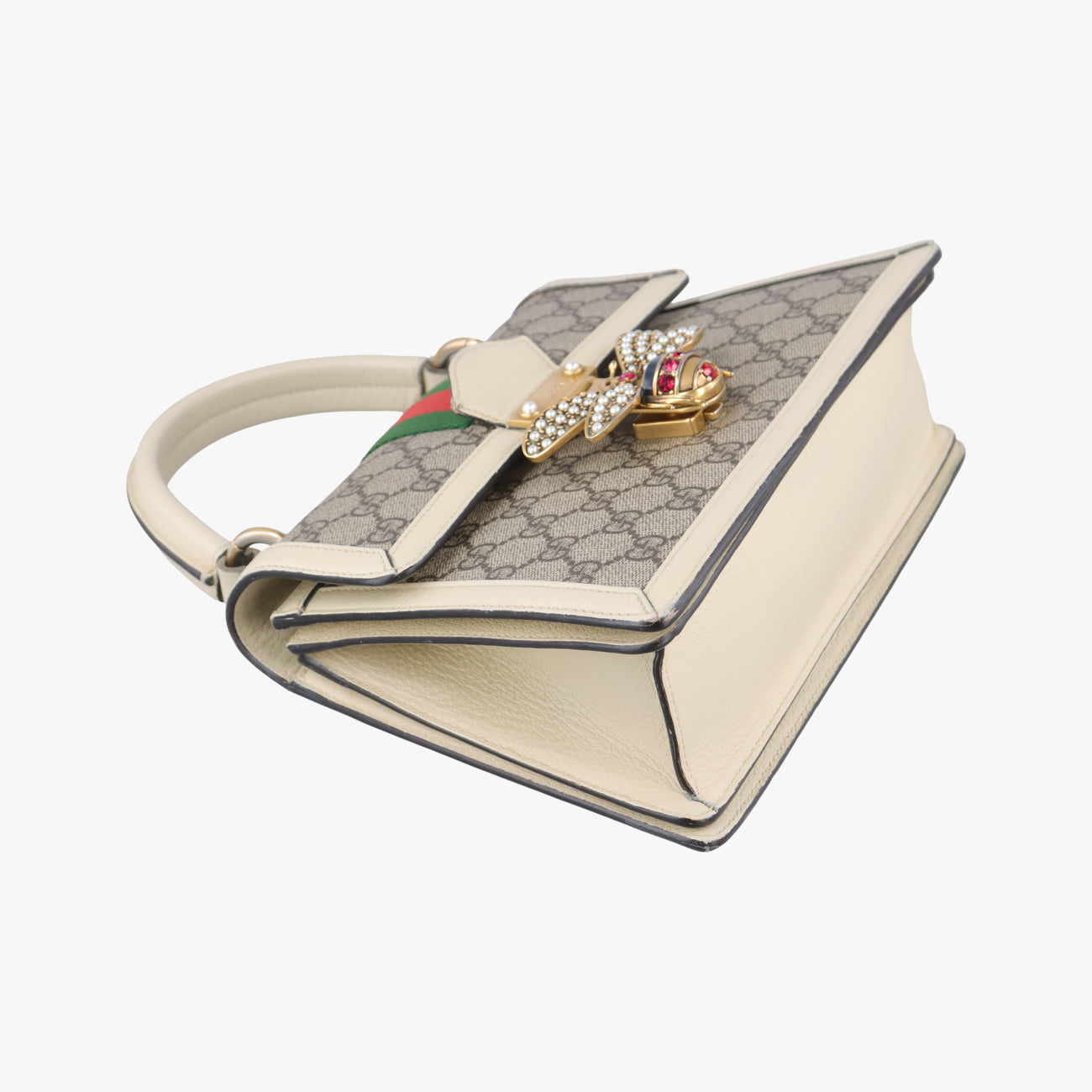 Vintage Gucci Queen Margaret White x Beige x Red x Green PVC coated canvas×Leather 476541 shoulderbag | stylenewstar