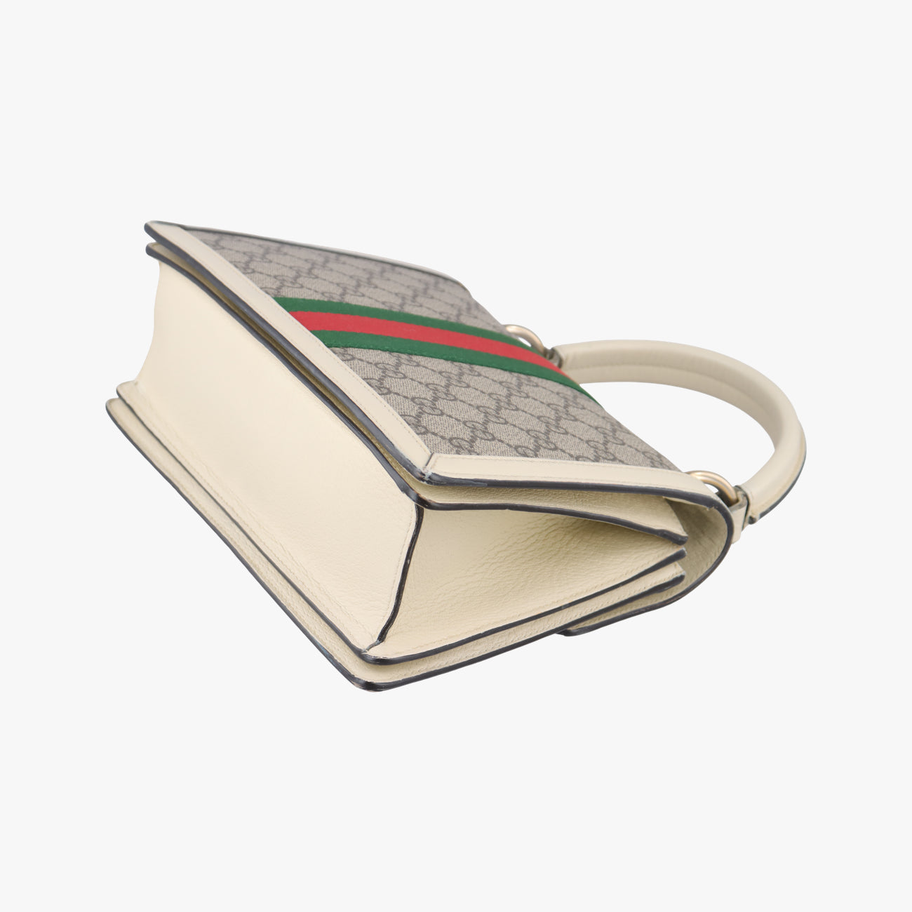 Vintage Gucci Queen Margaret White x Beige x Red x Green PVC coated canvas×Leather 476541 shoulderbag | stylenewstar