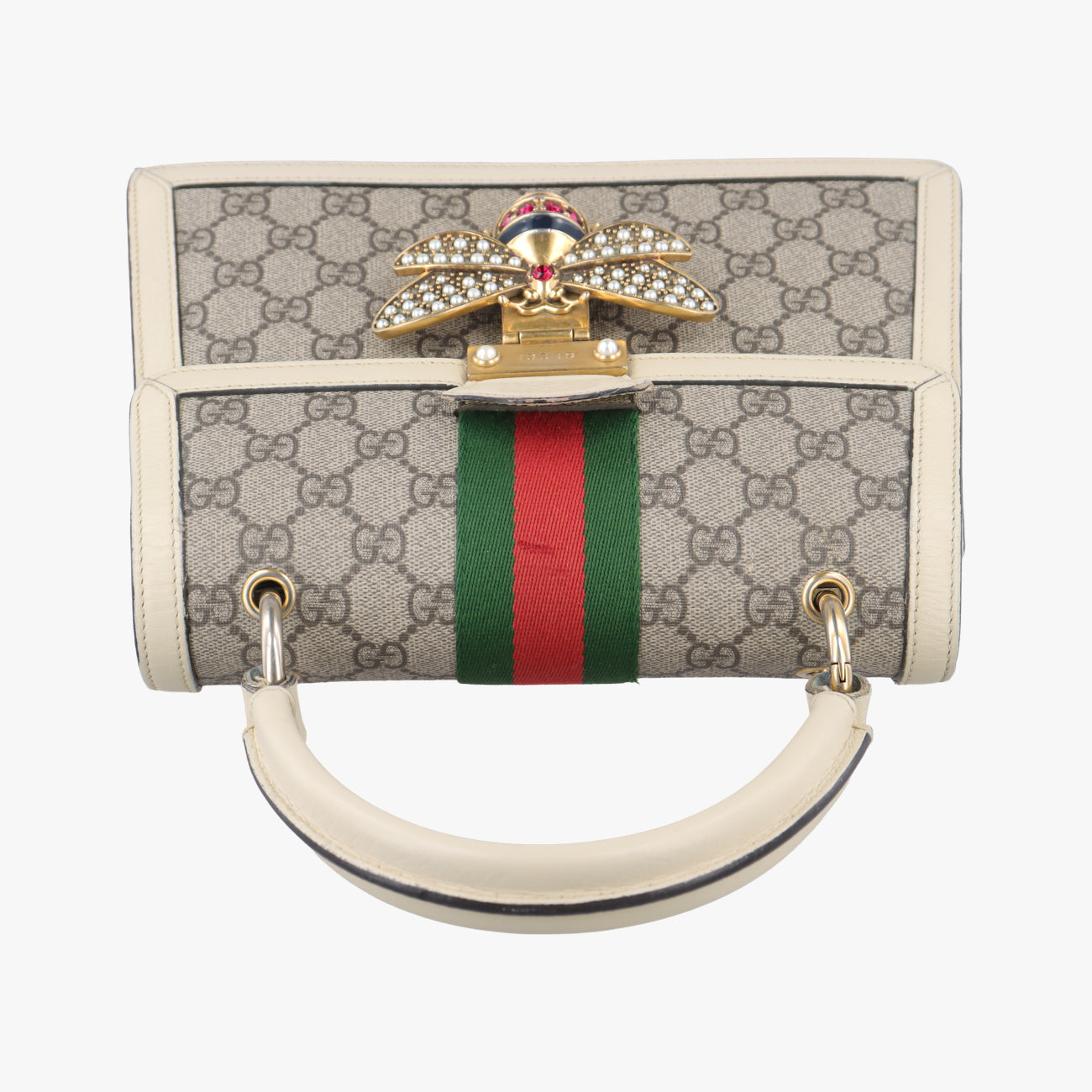 Vintage Gucci Queen Margaret White x Beige x Red x Green PVC coated canvas×Leather 476541 shoulderbag | stylenewstar