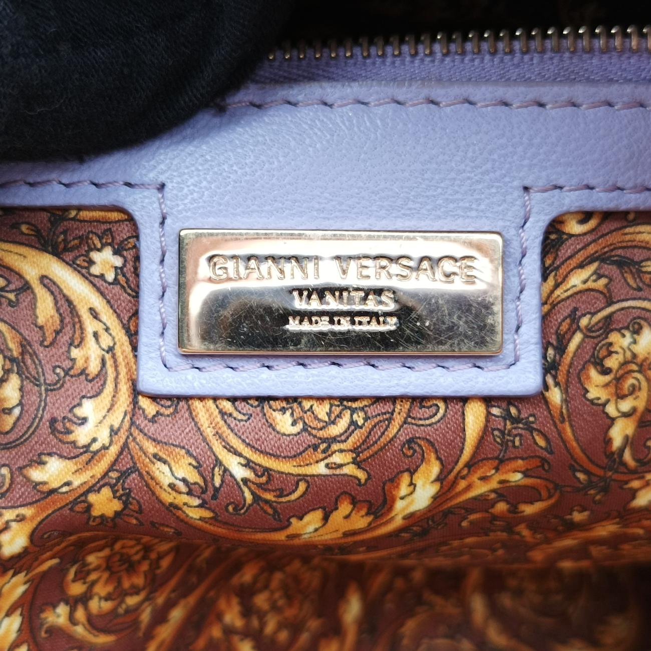 Pre-owned VERSACE Medusa Demetra Vanitas Satchel Purple Leather  shoulderbag | stylenewstar