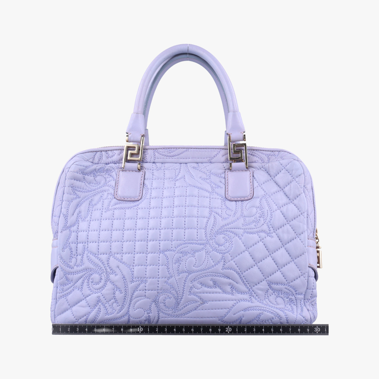 Pre-owned VERSACE Medusa Demetra Vanitas Satchel Purple Leather  shoulderbag | stylenewstar