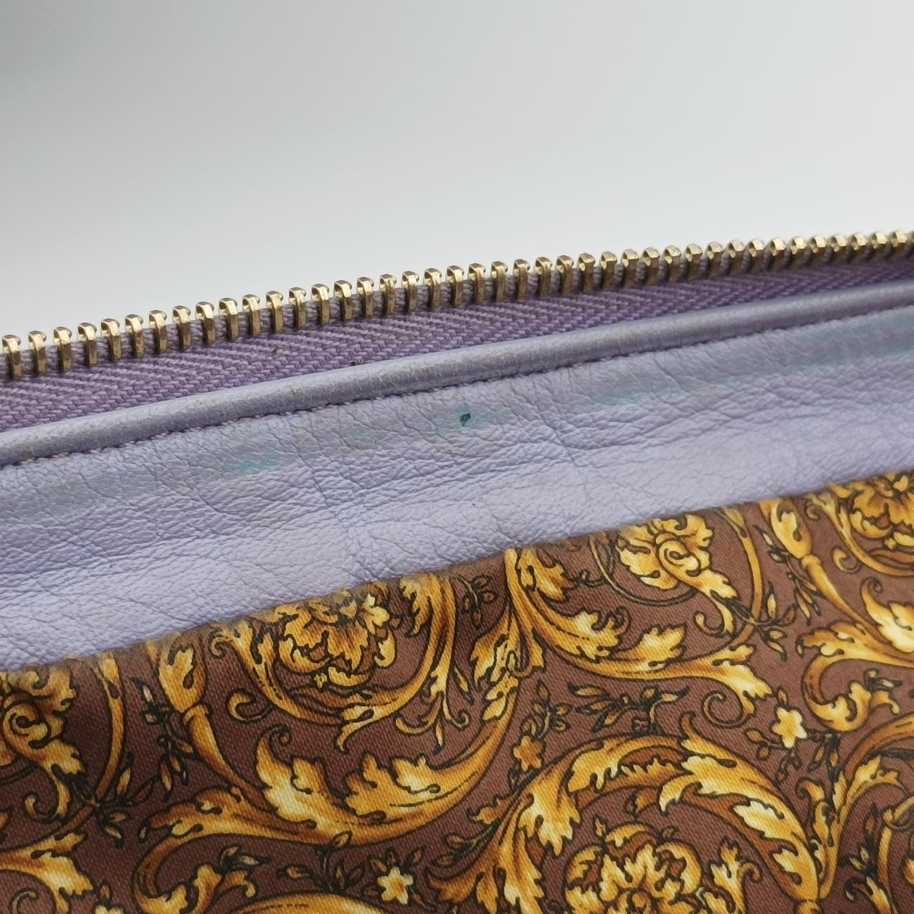 Pre-owned VERSACE Medusa Demetra Vanitas Satchel Purple Leather  shoulderbag | stylenewstar