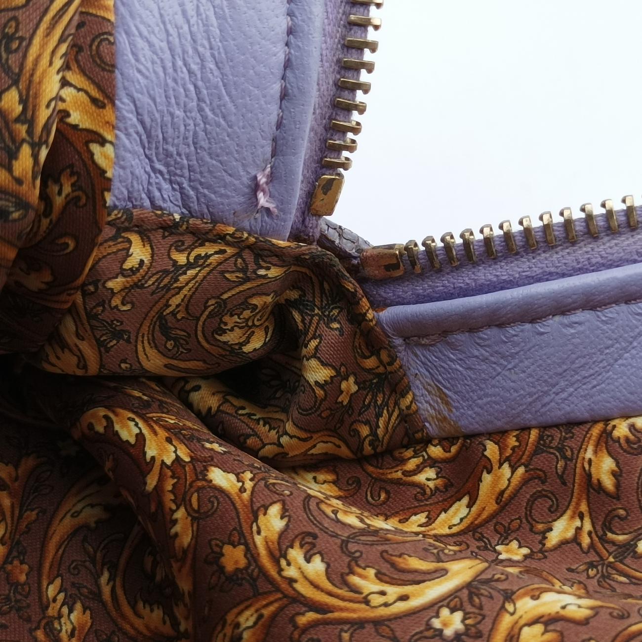 Pre-owned VERSACE Medusa Demetra Vanitas Satchel Purple Leather  shoulderbag | stylenewstar