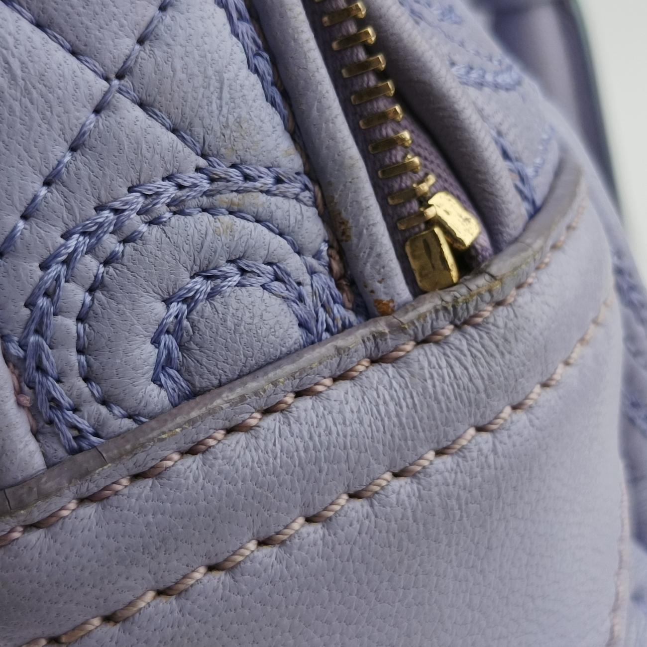 Pre-owned VERSACE Medusa Demetra Vanitas Satchel Purple Leather  shoulderbag | stylenewstar