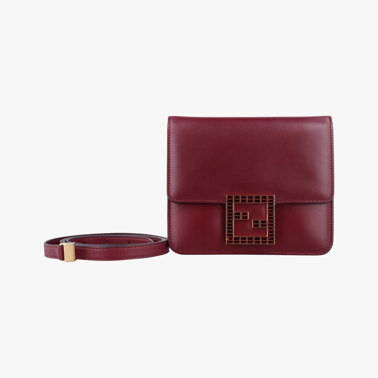 Pre-owned Fendi Fab Red Leather 8BT326 shoulderbag | stylenewstar