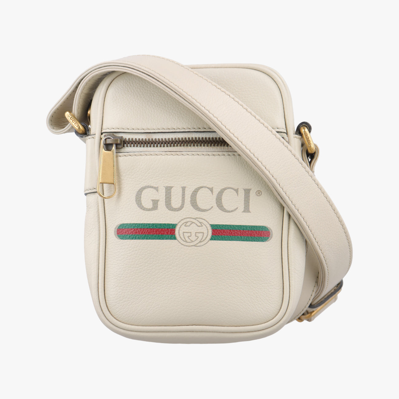 Pre-owned Gucci Print Messenger White Leather 574803 shoulderbag | stylenewstar