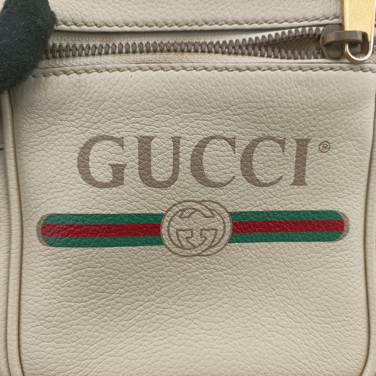 Pre-owned Gucci Print Messenger White Leather 574803 shoulderbag | stylenewstar