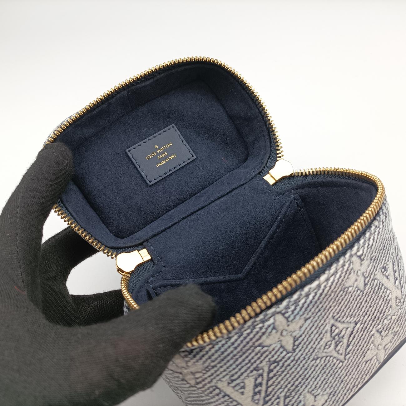 Pre-owned Louis Vuitton Micro Vanity Navy x Gray MONOGRAM JACQUARD DENIM M82467 shoulderbag | stylenewstar