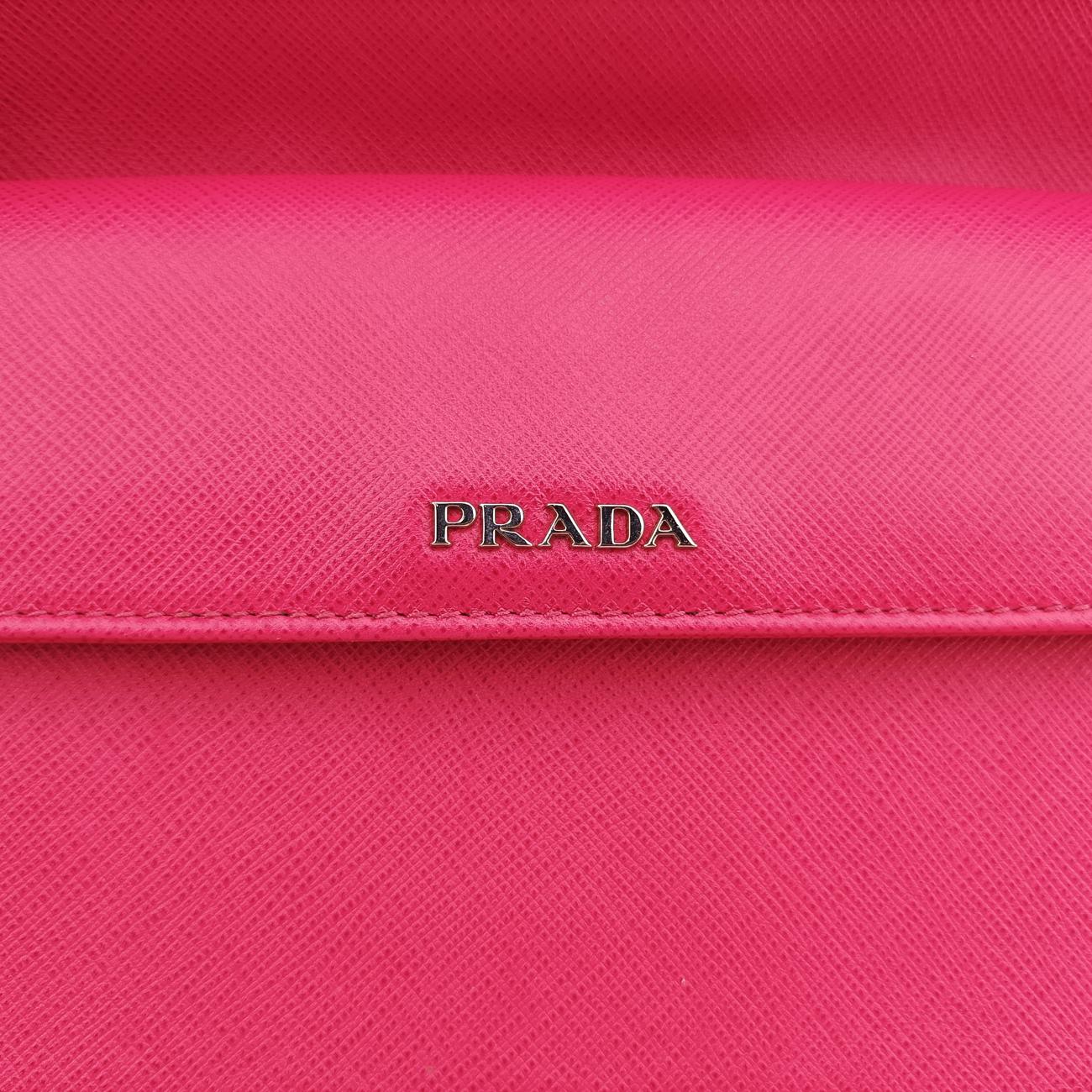 Pre-owned Prada Double Turnlock Pink SAFFIANO Leather BR5083 shoulderbag | stylenewstar