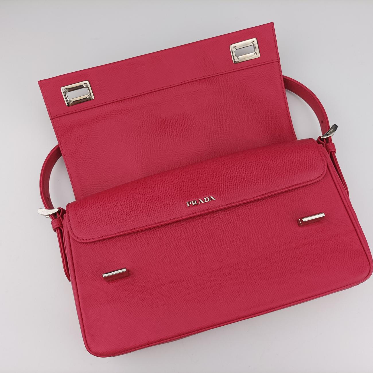 Pre-owned Prada Double Turnlock Pink SAFFIANO Leather BR5083 shoulderbag | stylenewstar