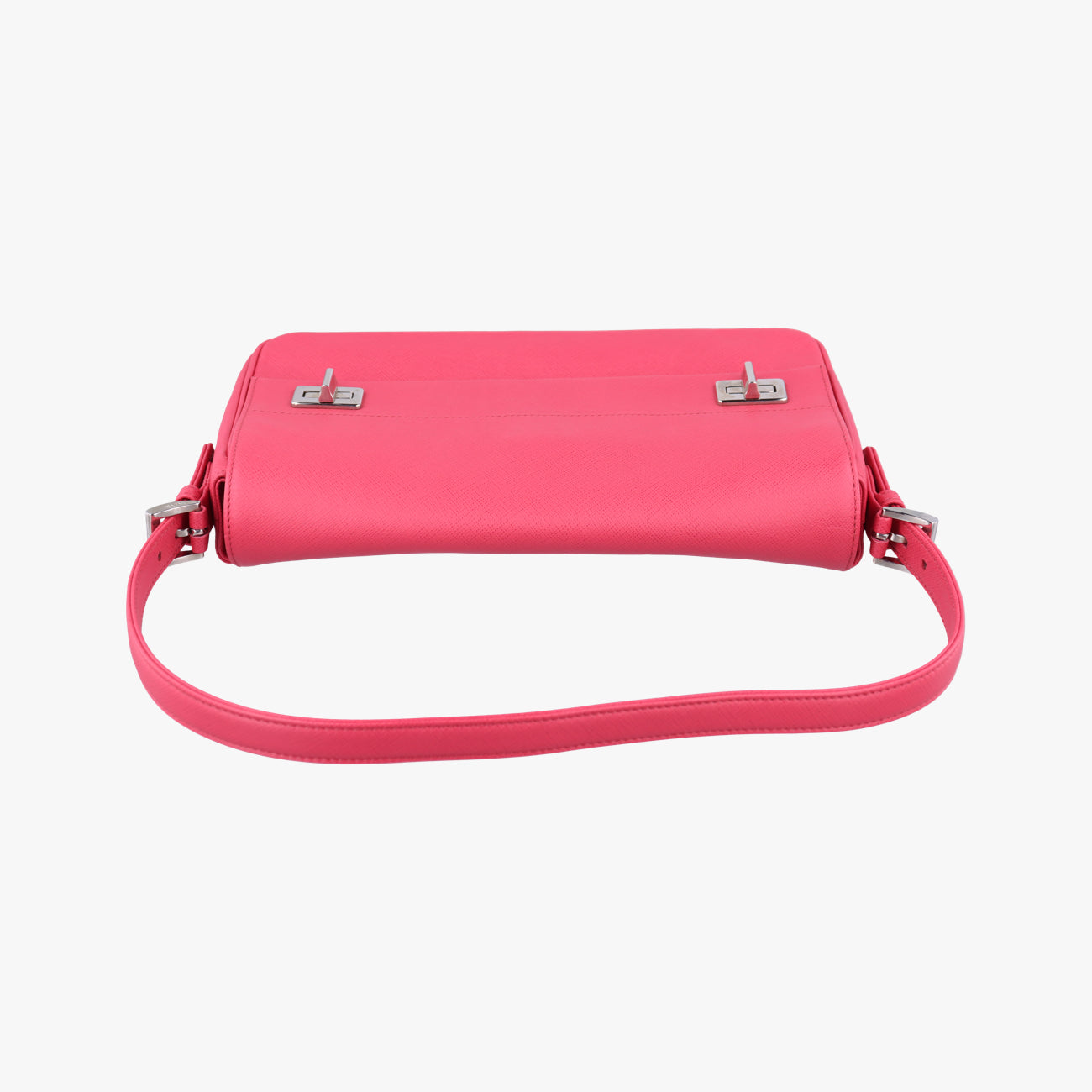 Pre-owned Prada Double Turnlock Pink SAFFIANO Leather BR5083 shoulderbag | stylenewstar