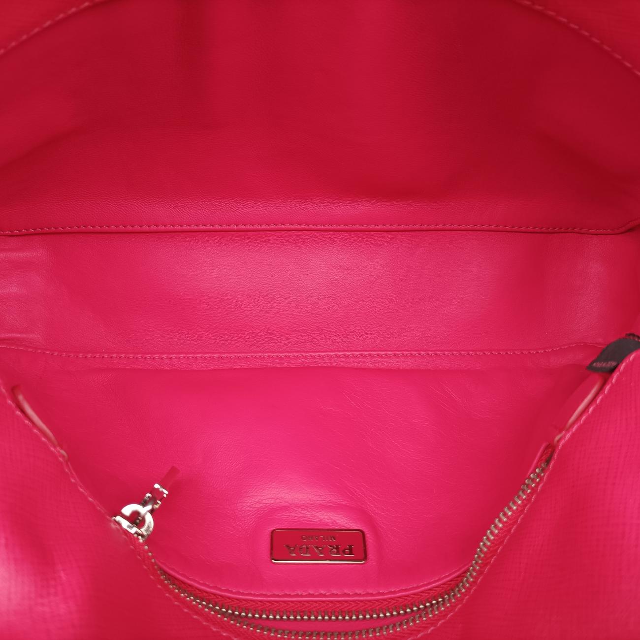 Pre-owned Prada Double Turnlock Pink SAFFIANO Leather BR5083 shoulderbag | stylenewstar