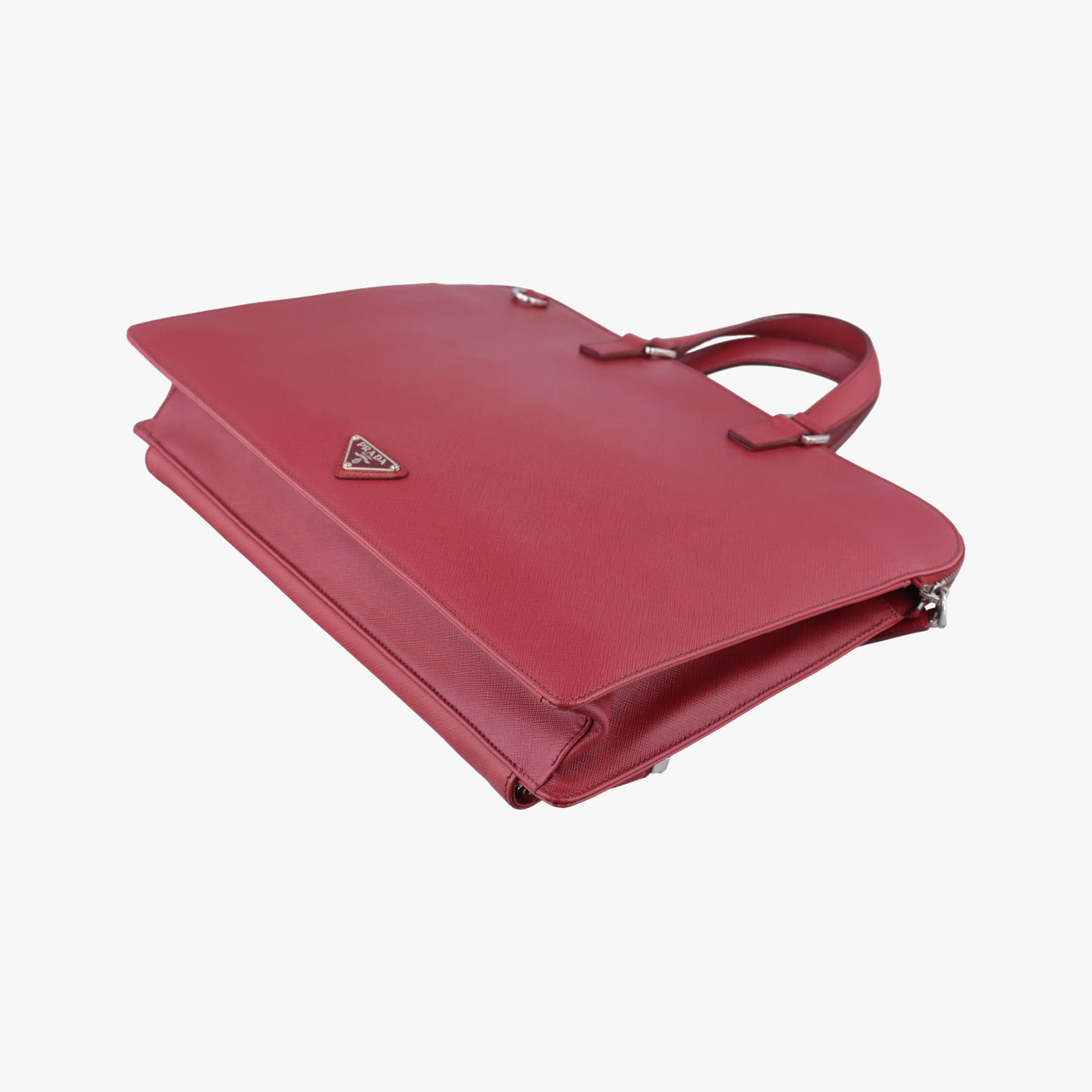 Vintage Prada Triangle Logo Plate Red Saffiano Leather  handbag | stylenewstar