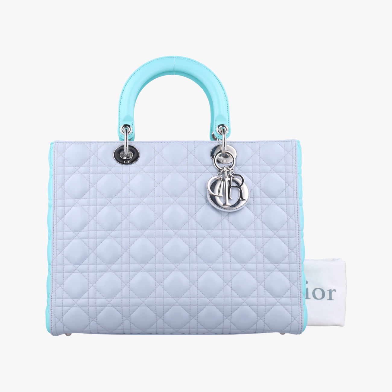 Pre-owned Christian Dior Lady Dior Blue x Light Blue lambskin  handbag | stylenewstar