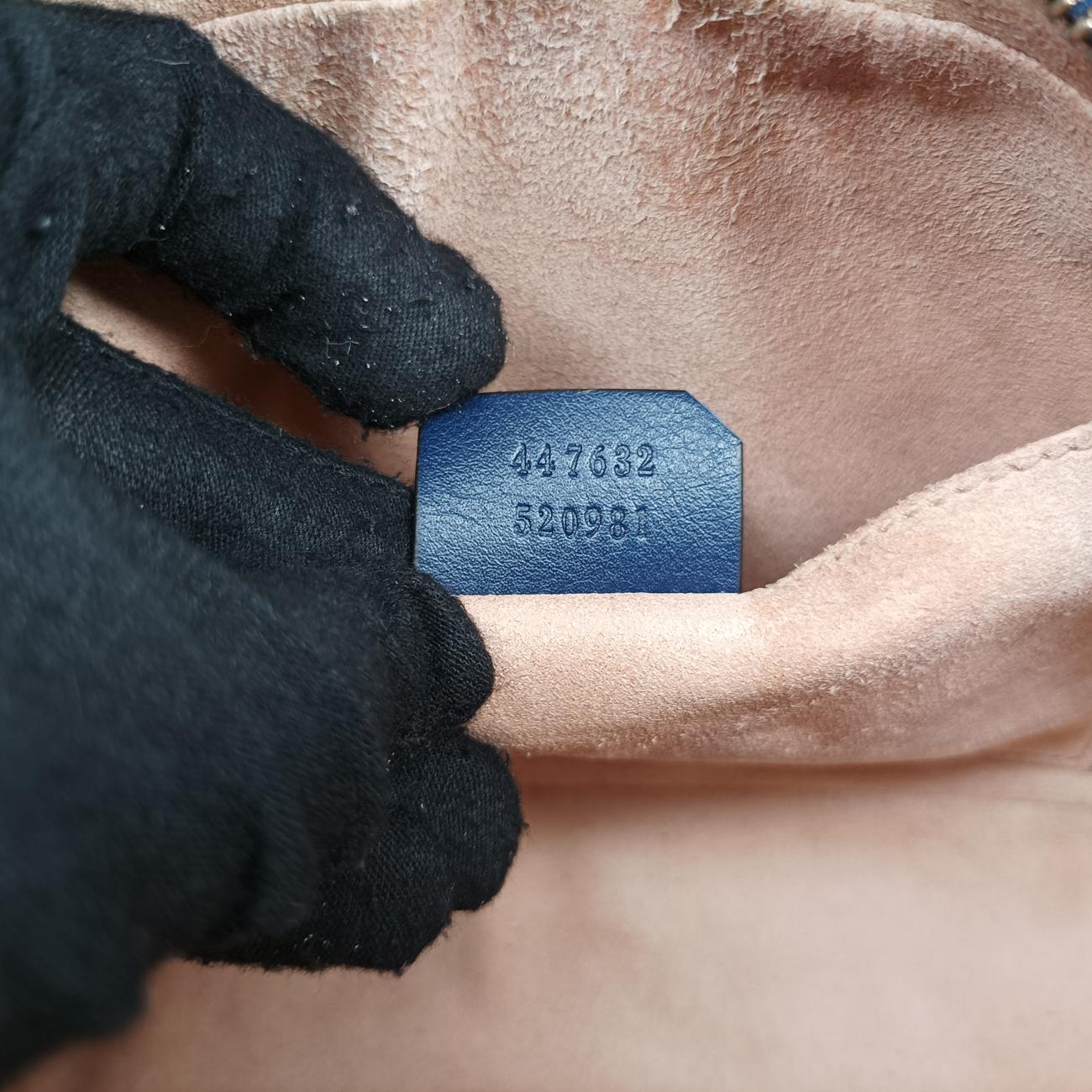 Pre-owned Gucci GG Marmont Navy×Multicolour Leather 447632 shoulderbag | stylenewstar