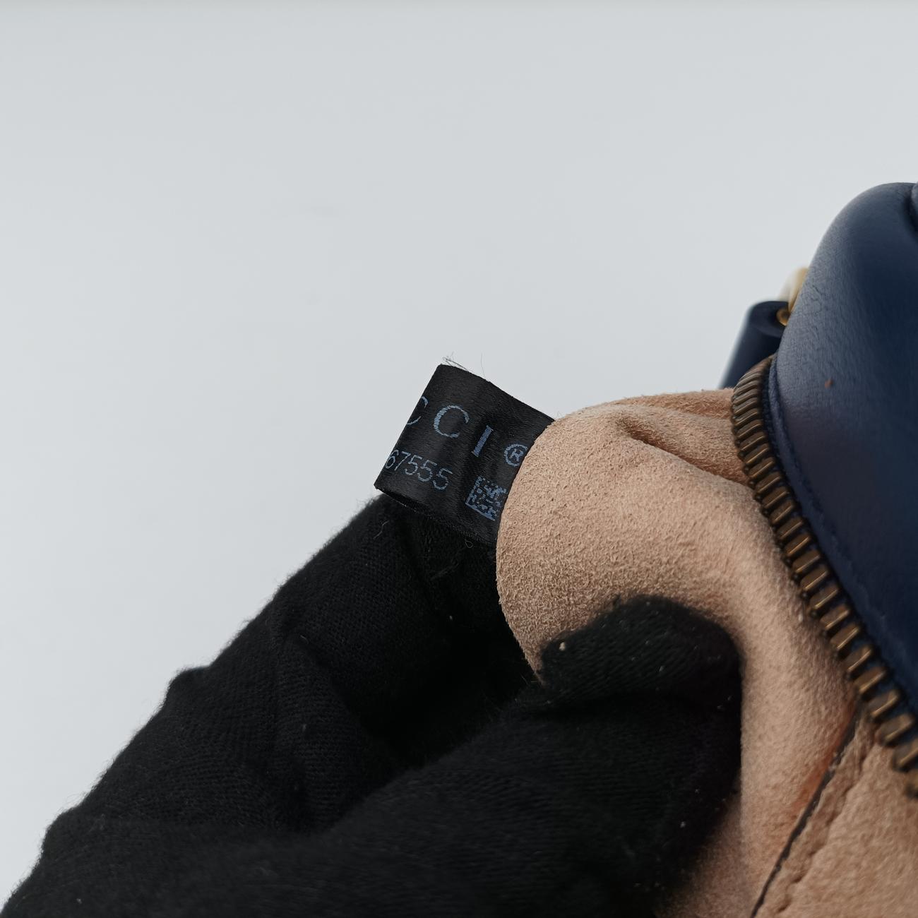 Pre-owned Gucci GG Marmont Navy×Multicolour Leather 447632 shoulderbag | stylenewstar