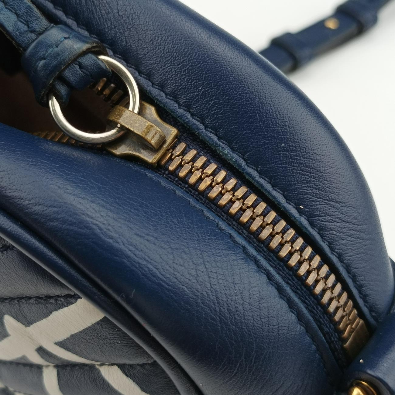 Pre-owned Gucci GG Marmont Navy×Multicolour Leather 447632 shoulderbag | stylenewstar