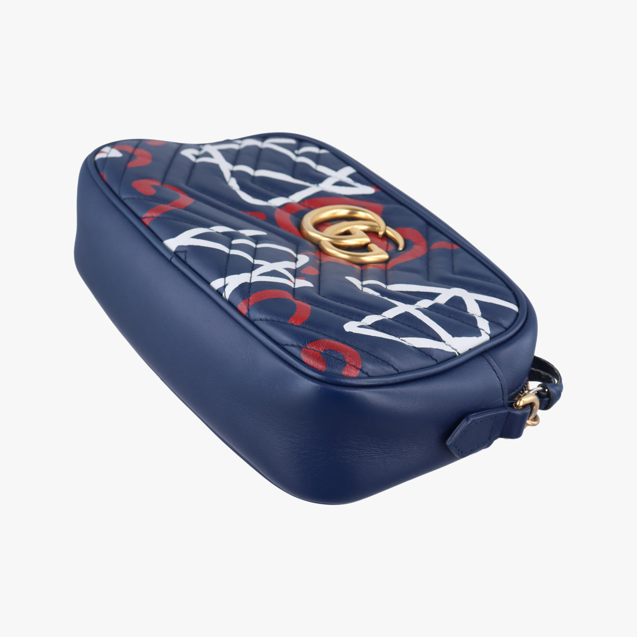 Pre-owned Gucci GG Marmont Navy×Multicolour Leather 447632 shoulderbag | stylenewstar