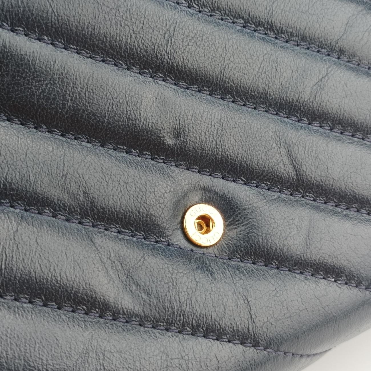 Pre-owned Gucci GG Marmont Red x Navy x Light Yellow Leather 573807 shoulderbag | stylenewstar