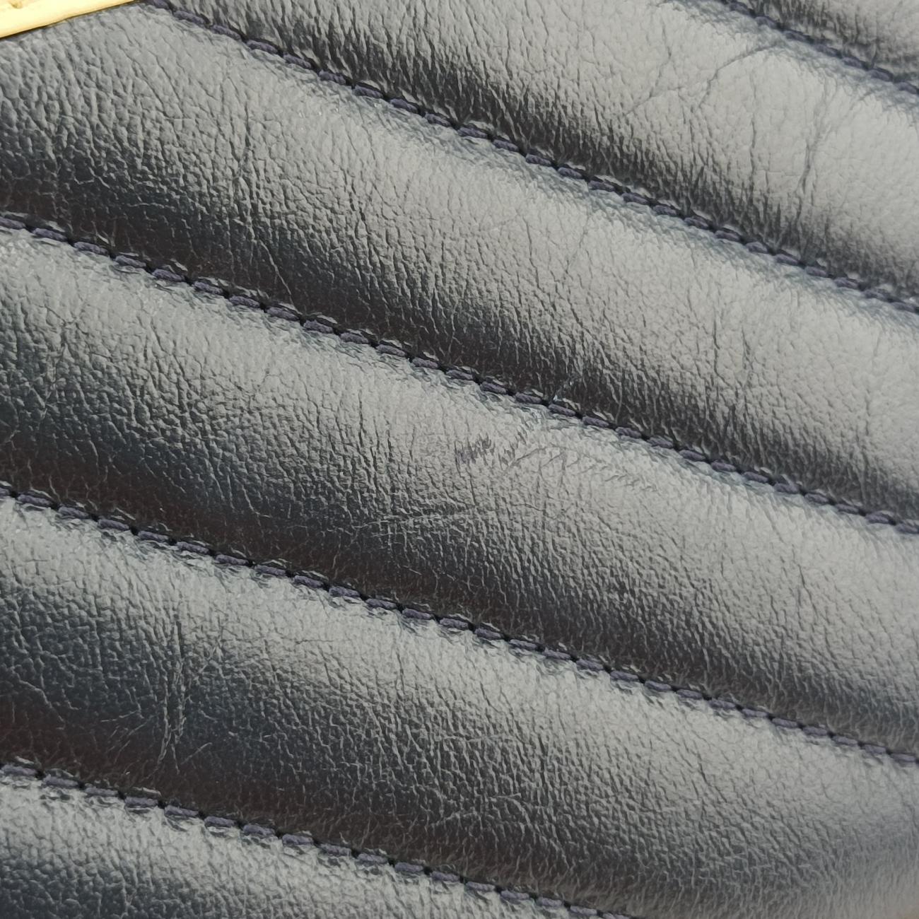 Pre-owned Gucci GG Marmont Red x Navy x Light Yellow Leather 573807 shoulderbag | stylenewstar