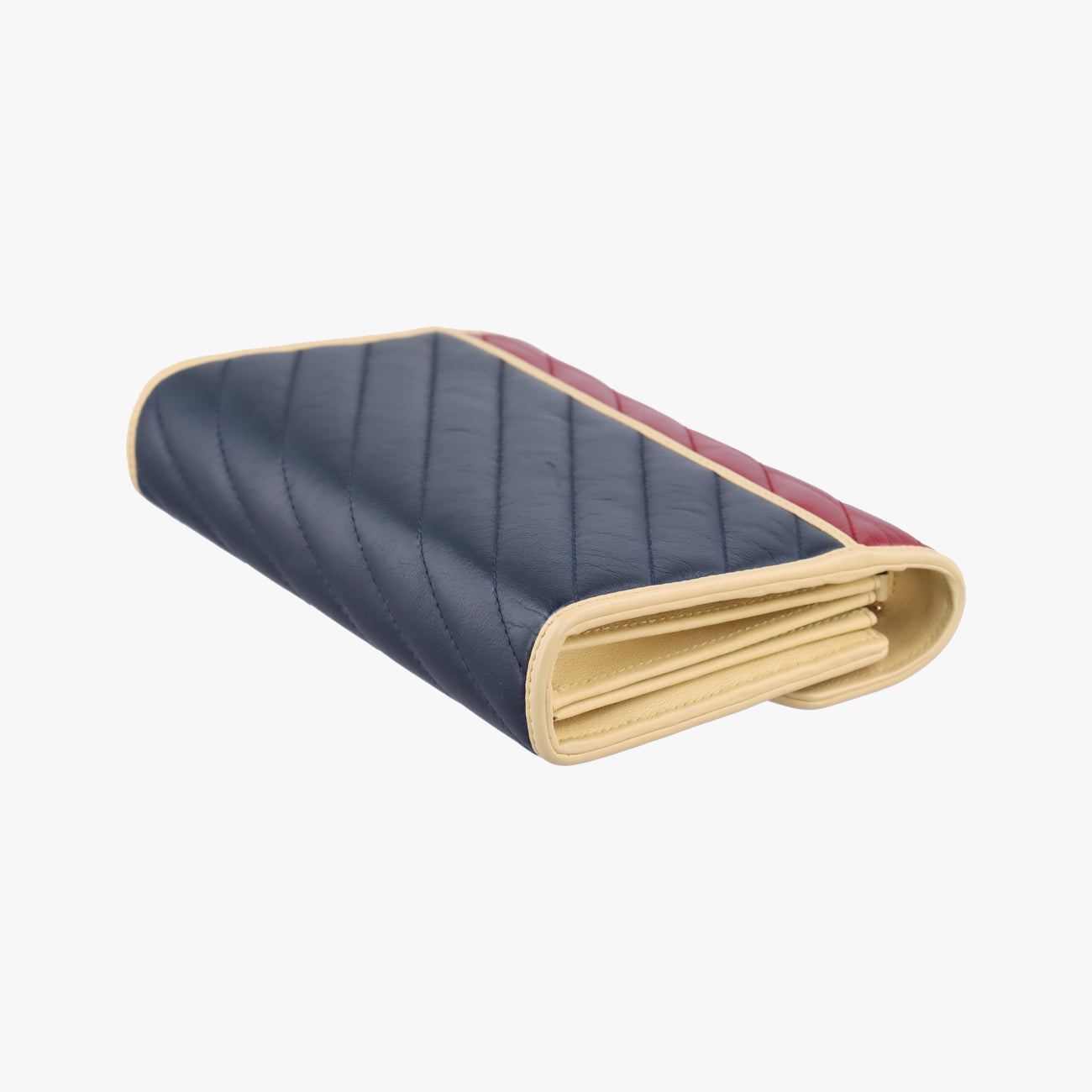 Pre-owned Gucci GG Marmont Red x Navy x Light Yellow Leather 573807 shoulderbag | stylenewstar