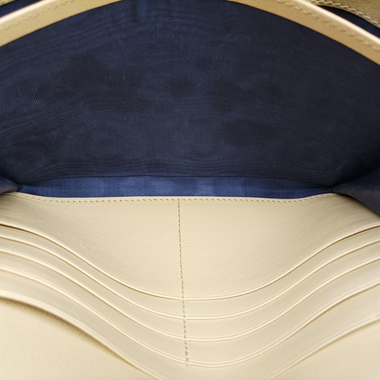 Pre-owned Gucci GG Marmont Red x Navy x Light Yellow Leather 573807 shoulderbag | stylenewstar