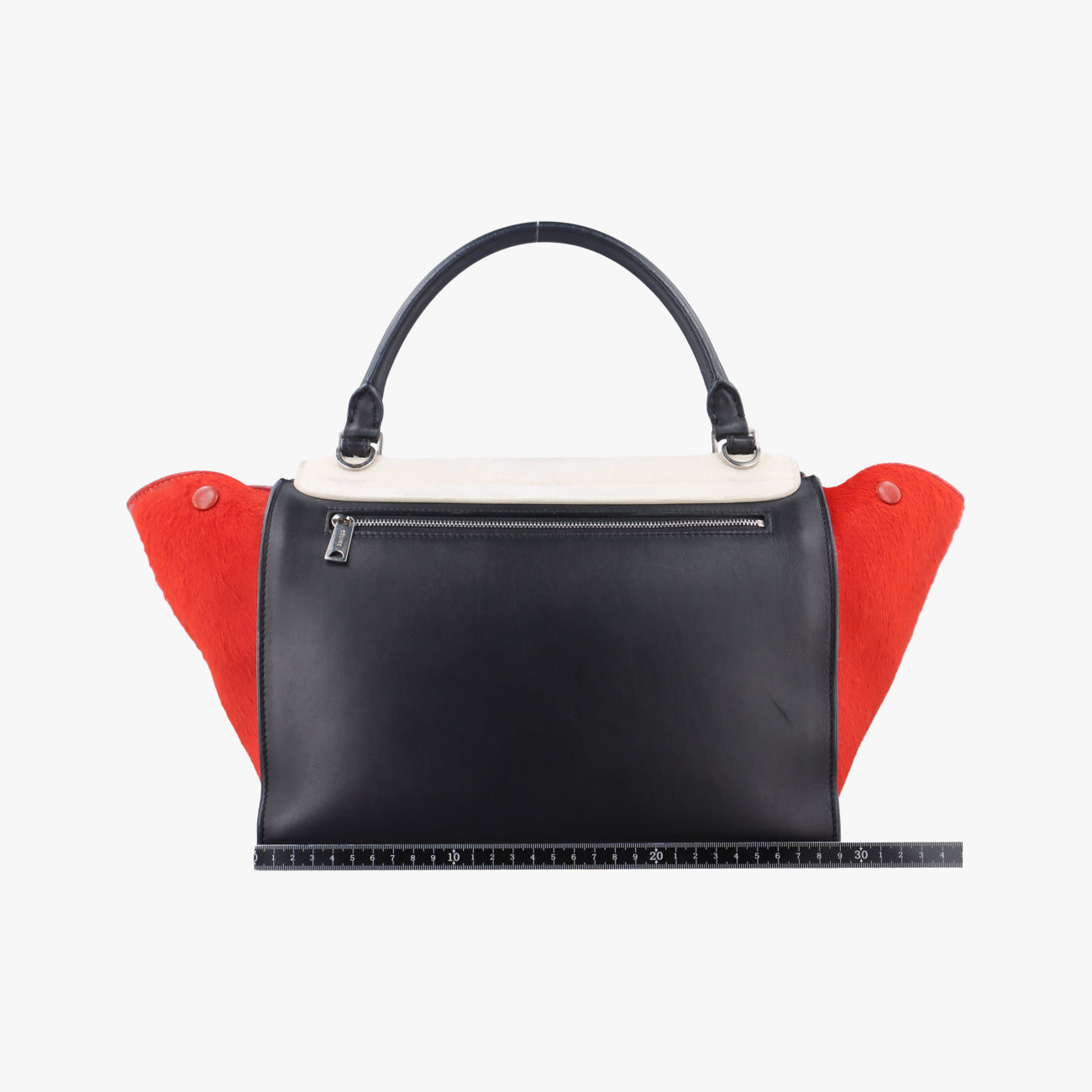 Pre-owned Celine Trapèze Red x Black x White Leather x Ponyhair  shoulderbag | stylenewstar