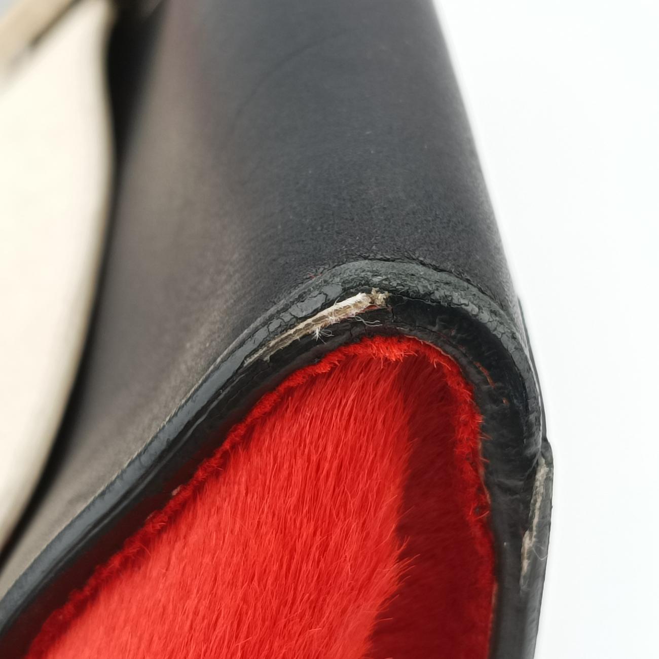 Pre-owned Celine Trapèze Red x Black x White Leather x Ponyhair  shoulderbag | stylenewstar