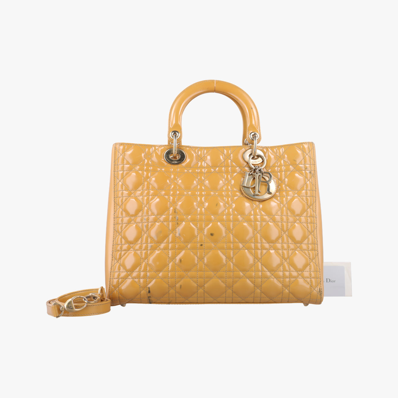 Pre-owned Christian Dior Lady Dior Beige Patent  shoulderbag | stylenewstar