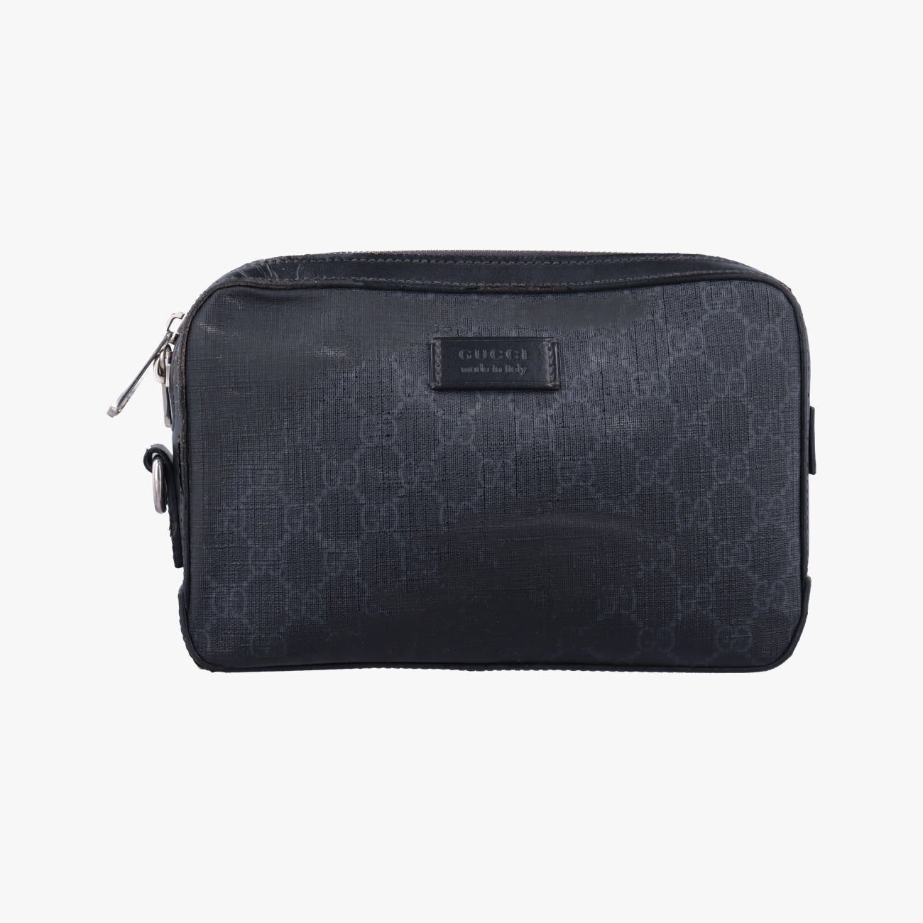 Pre-owned Gucci GG Supreme Navy PVC coated canvas 495562 clutchbag | stylenewstar