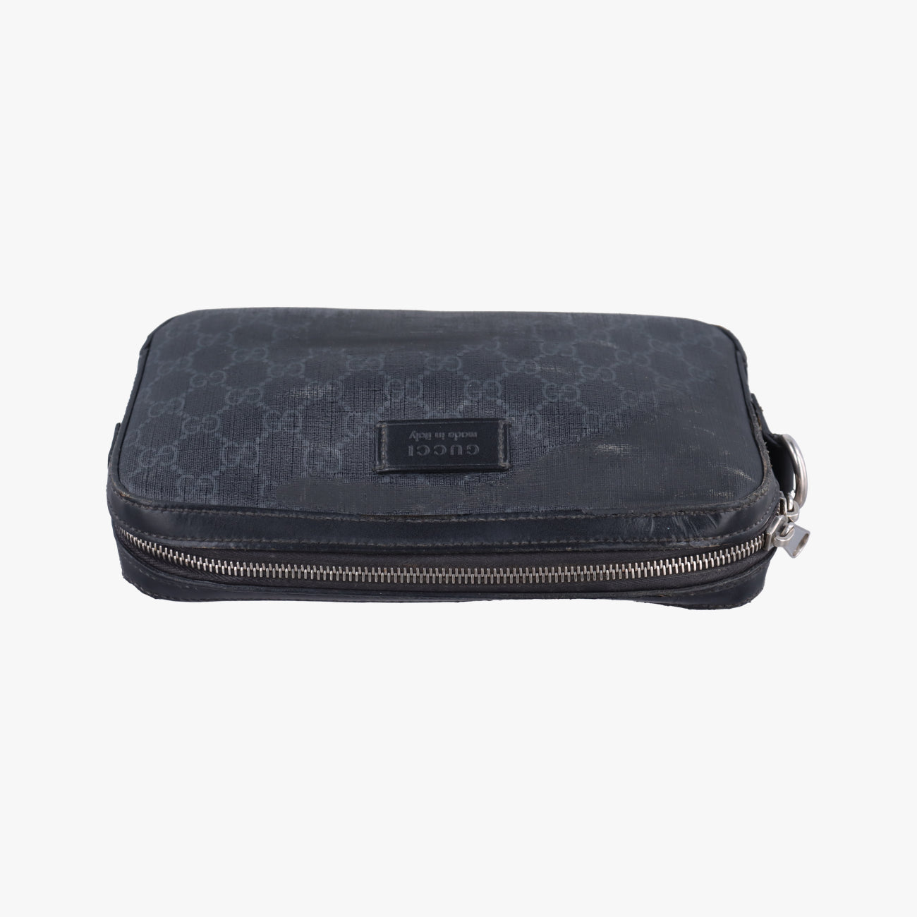 Pre-owned Gucci GG Supreme Navy PVC coated canvas 495562 clutchbag | stylenewstar