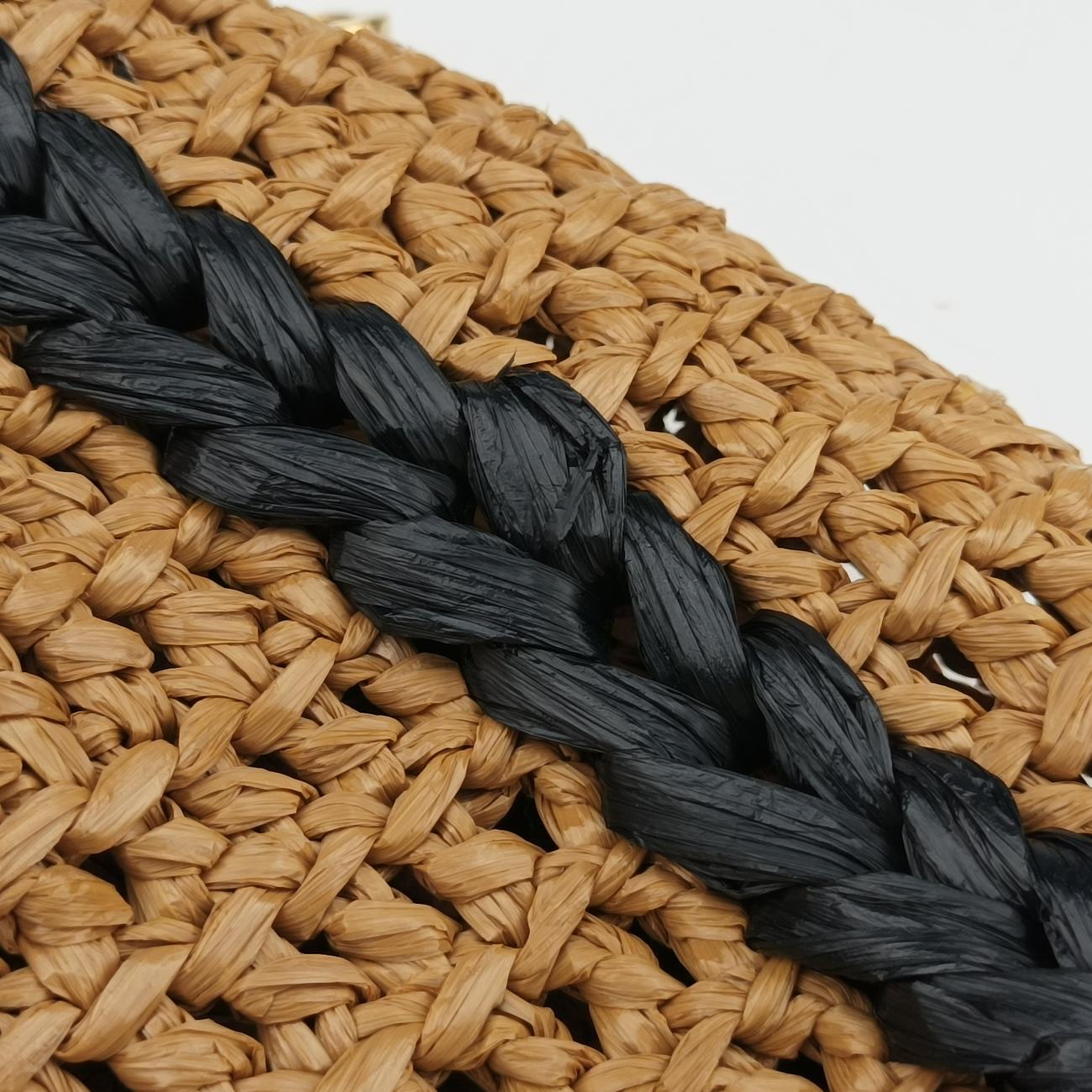 Pre-owned Gucci GG Marmont Yellow×Black straw 574432 shoulderbag | stylenewstar