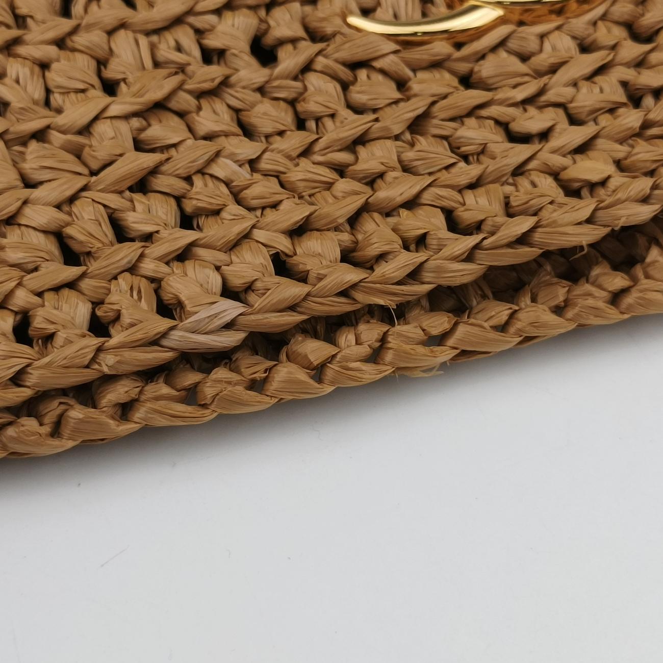 Pre-owned Gucci GG Marmont Yellow×Black straw 574432 shoulderbag | stylenewstar