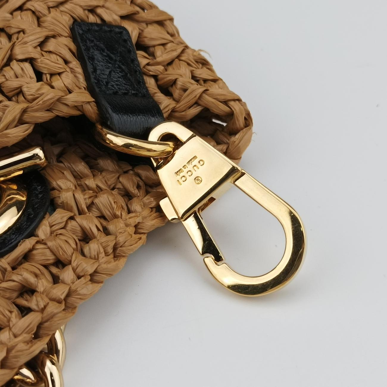 Pre-owned Gucci GG Marmont Yellow×Black straw 574432 shoulderbag | stylenewstar