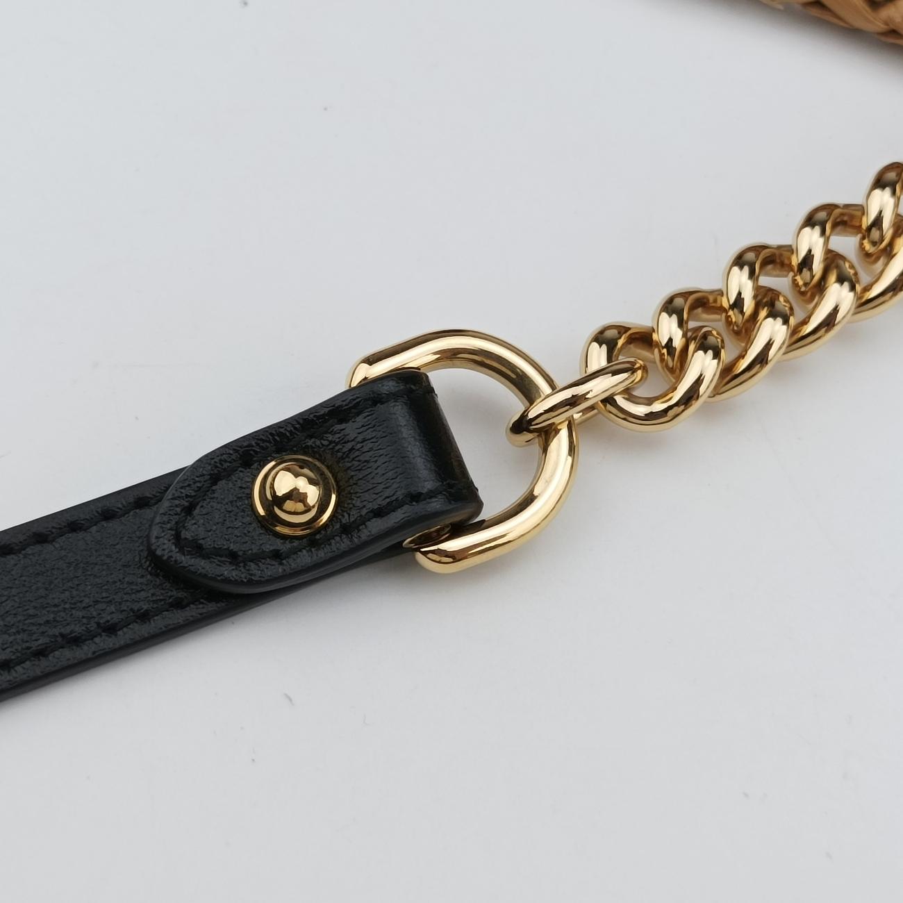 Pre-owned Gucci GG Marmont Yellow×Black straw 574432 shoulderbag | stylenewstar